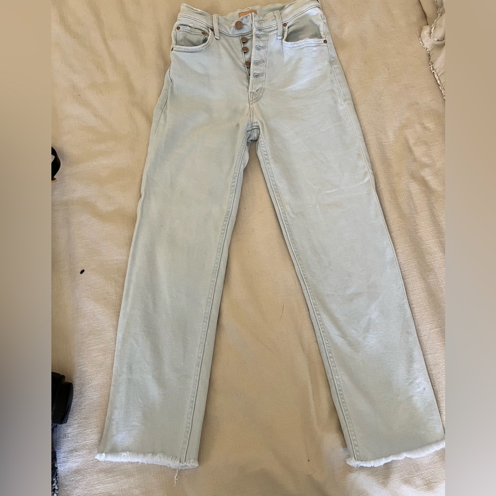 Mother jeans size 24. Light wash button fly